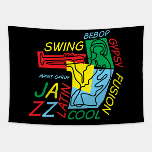 Funny Colorful Jazz Trumpeter Tapestry