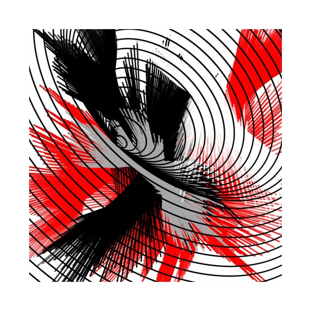 whirlwind abstract red white black grey digital geometric art by katerina-ez