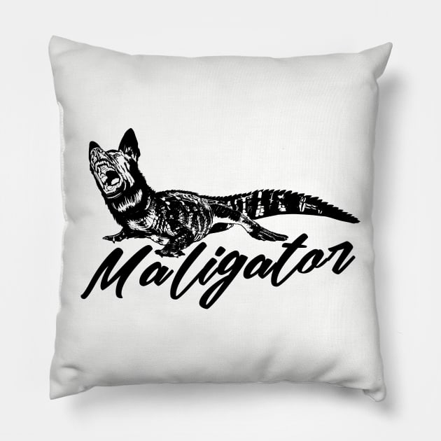 Maligator - Malinois - Belgian shepherd Pillow by Nartissima