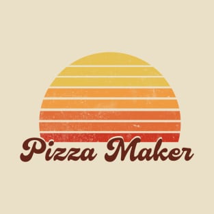 Pizza Maker - Retro Sunset Design T-Shirt