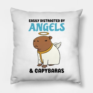 Easily Distracted by Angels and Capybaras Pillow