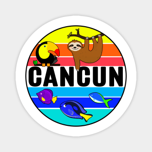 Cancun Mexico Tropical Beach Toucan Fish Sloth Travel Vacation Magnet