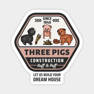 Three Pigs Construction Co. Logo Magnet