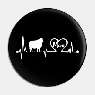 Mother's Day Gifts T-Shirt Sheep Mom Heartbeat Lover Pin