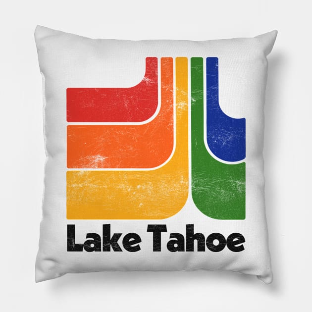 Lake Tahoe  // Original Minimalist Style Retro Graphic Design Pillow by DankFutura