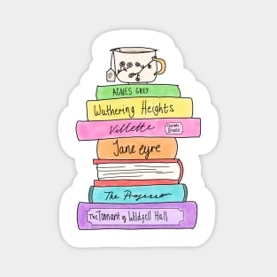 Bronte sisters book stack Magnet