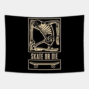 Skeleton Skate or Die Sepia Tapestry