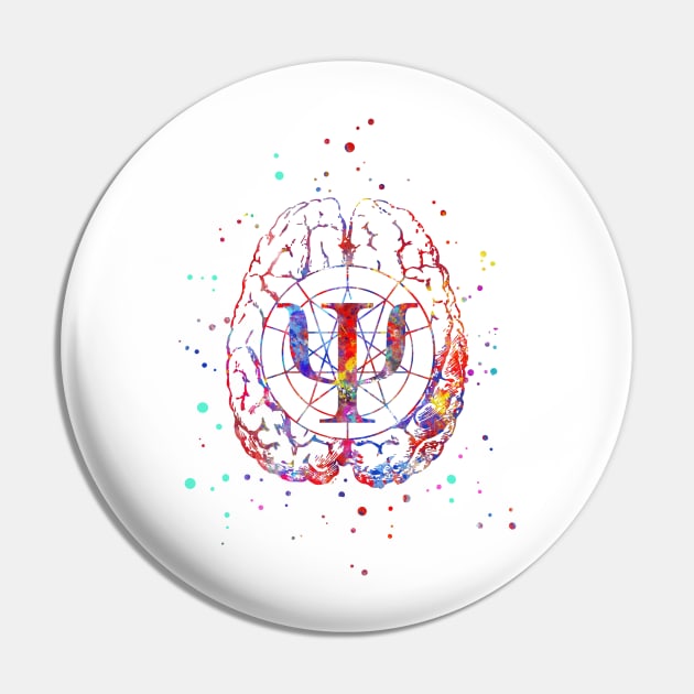 Psychology symbol and brain Pin by RosaliArt