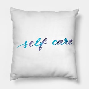 Self care - turquoise and purple Pillow