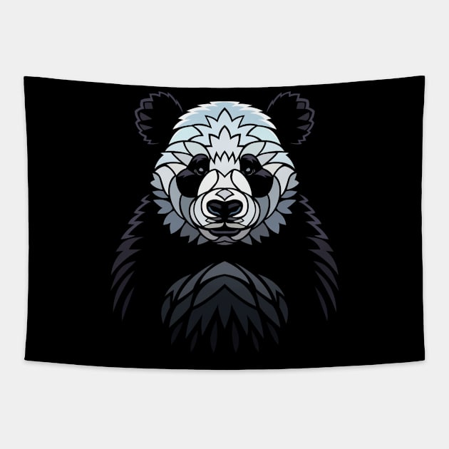 Tribal Frontal Panda Tapestry by albertocubatas