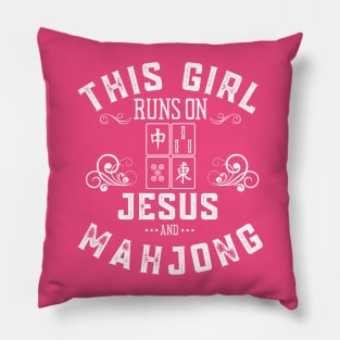 This Girl Runs On Jesus And Mahjong Pillow