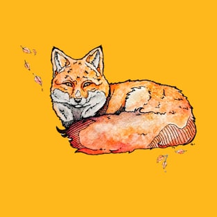 Autumn Fox in Watercolor T-Shirt