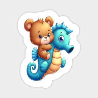 Cute bear seahorse  Kawaii Magnet