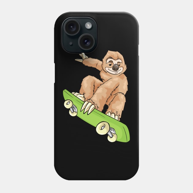 Cute Sloth is skateboarding Phone Case by Markus Schnabel