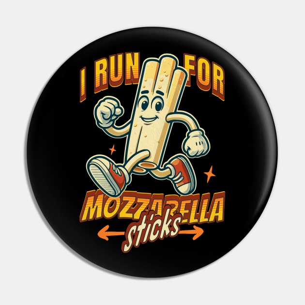 Run For Mozzarella Sticks Funny Fitness Cheesy Run Club Pin by JJDezigns