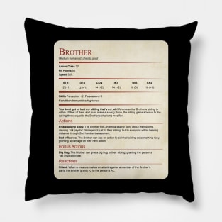 D&D Brother Stat Block Pillow