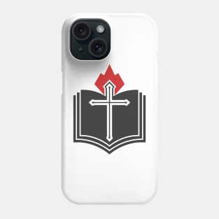 The cross of the Lord Jesus Christ, an open Bible and a flame of fire are a symbol of the Holy Spirit. Phone Case