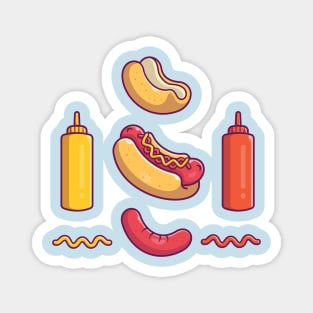 Hotdog Set Cartoon Magnet