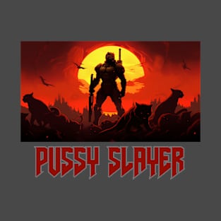 Funny Cat Doom Slayer Parody Print: Humorous Kitty Video Game Satire | Unique Gift for Cat Lovers T-Shirt