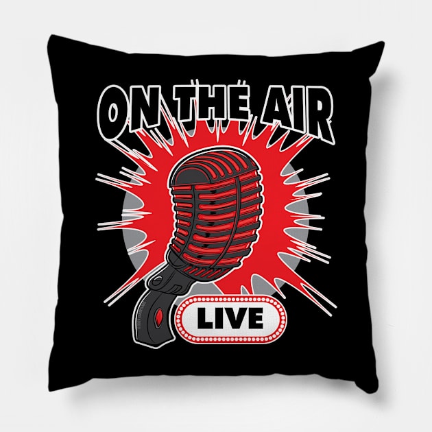 On The Air Live Vintage Microphone Pillow by eShirtLabs