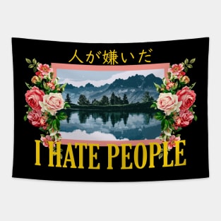 I Hate People Vintage Aesthetic Floral Tapestry