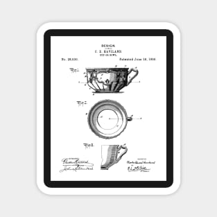 Tea Cup Patent - Tea Coffee Lover Home Kitchen Decor Art - White Magnet