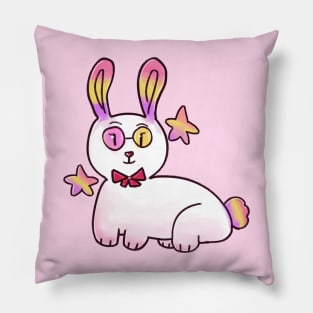 Cute Pink Bunny With Stars Pillow