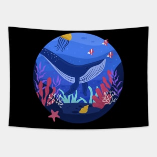 Whale in ocean Tapestry