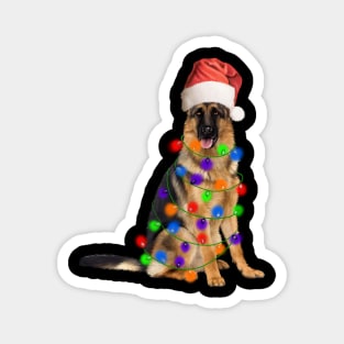 German Shepherd Dog, Xmas Lights, Santa Christmas Magnet