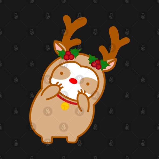 Cute Christmas Reindeer Sloth by theslothinme