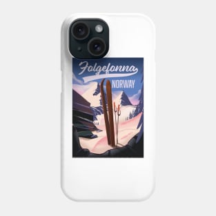 Folgefonna norway ski travel poster Phone Case