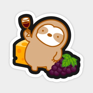 Cute Wine and Cheese Sloth Magnet