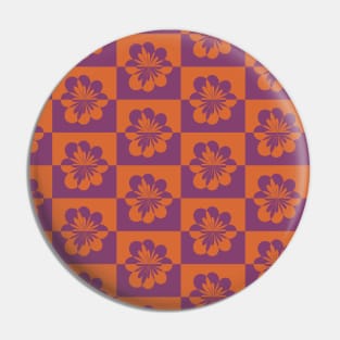 Retro Floral Pattern - Purple Orange Pin