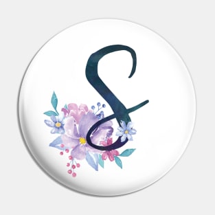 Floral Monogram S Pretty Lilac Bouquet Pin