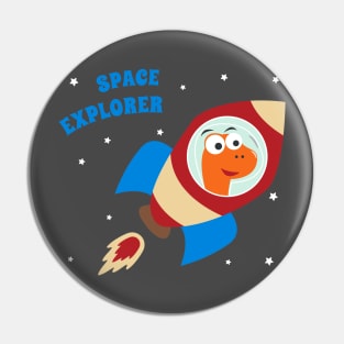 cute dinosaur astronaut play with his rocket Pin