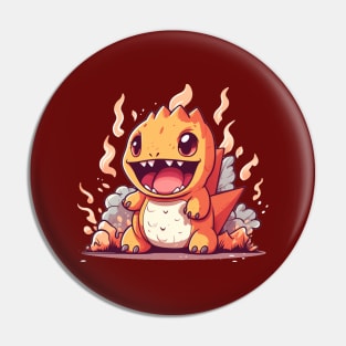 Cute baby orange Godzilla try to breathing fire Pin
