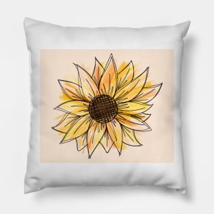 Golden Watercolor Sunflower Pillow