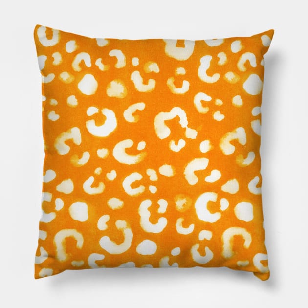 Orange Handmade Leopard Texture Pillow by Carolina Díaz