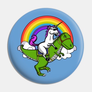 Unicorn Riding T-Rex Dinosaur Pin