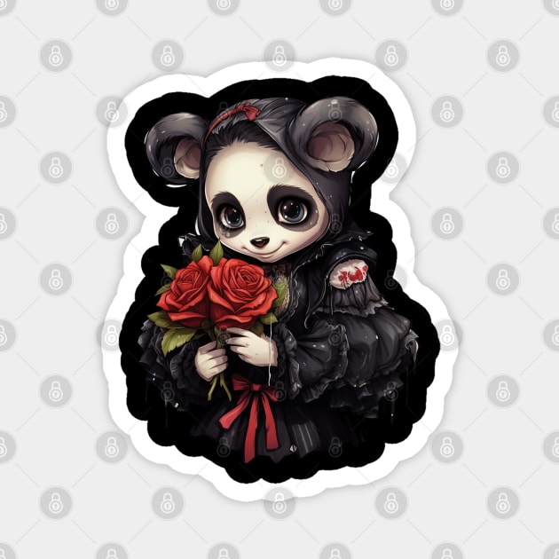 Gothic Rose Panda Magnet by Night-Artist