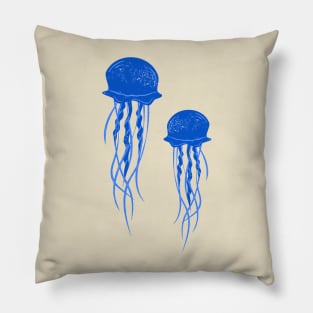 Blue jellyfish Pillow