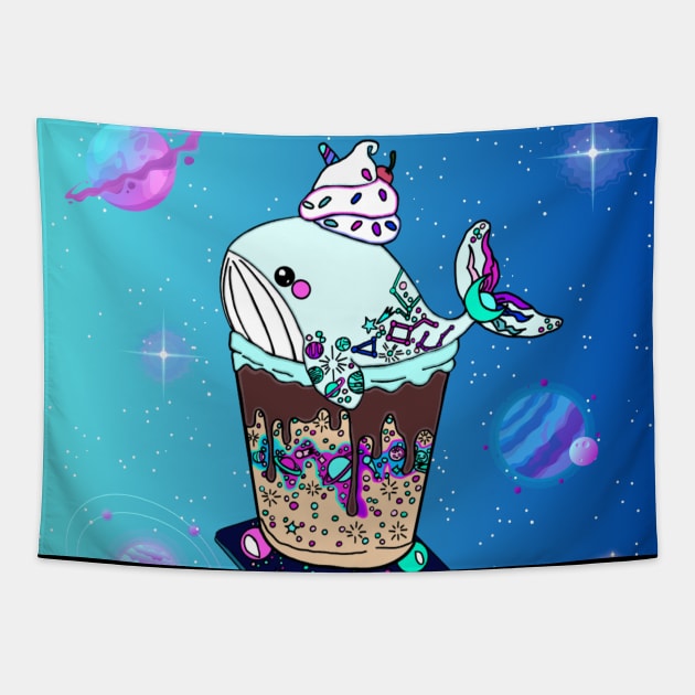 Galaxy Frappe Whale Tapestry by Octopus Cafe