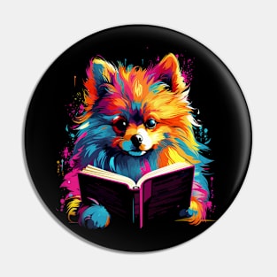 Pomeranian Reads Book Pin