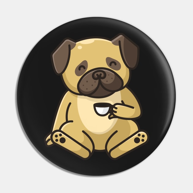 A Pug Drinking Coffee Pin by gronly