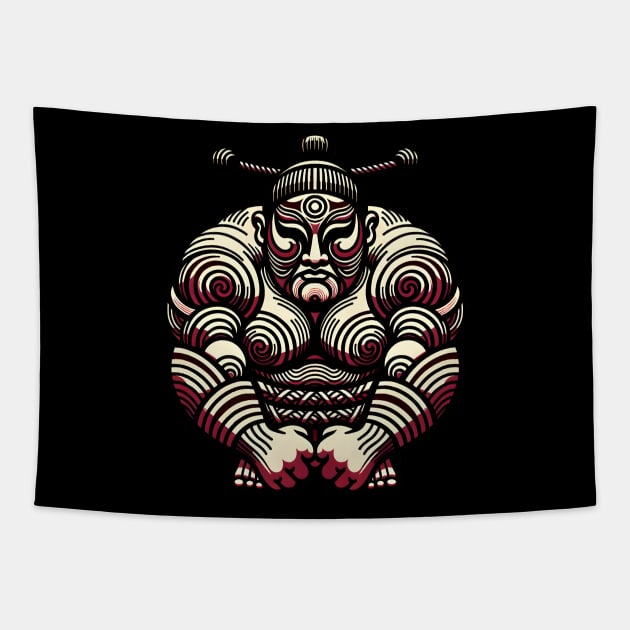 Sumo Wrestler Tapestry by Moniato