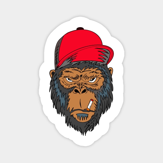 Monkey magic with angry face and smoking Magnet by chrstdnl