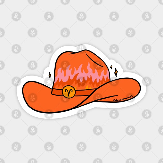 Aries Cowboy Hat Magnet by Doodle by Meg