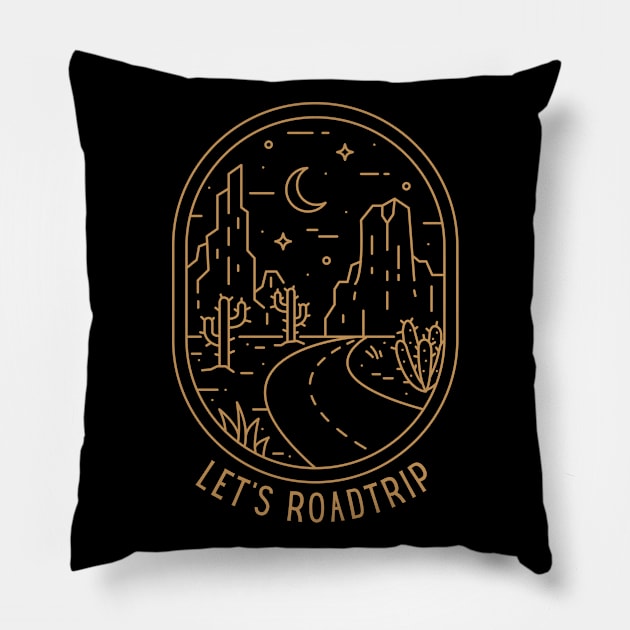 Let's Roadtrip Perfect Gift for Road Trip Lovers Pillow by nathalieaynie