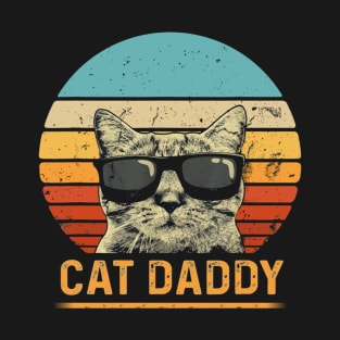 Cat Daddy Retro Black Cat Funny For Cat Lover Father's Day T-Shirt