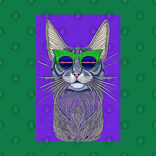 Cosmos Cat Wearing Sunglasses- Fission! by Black Cat Alley